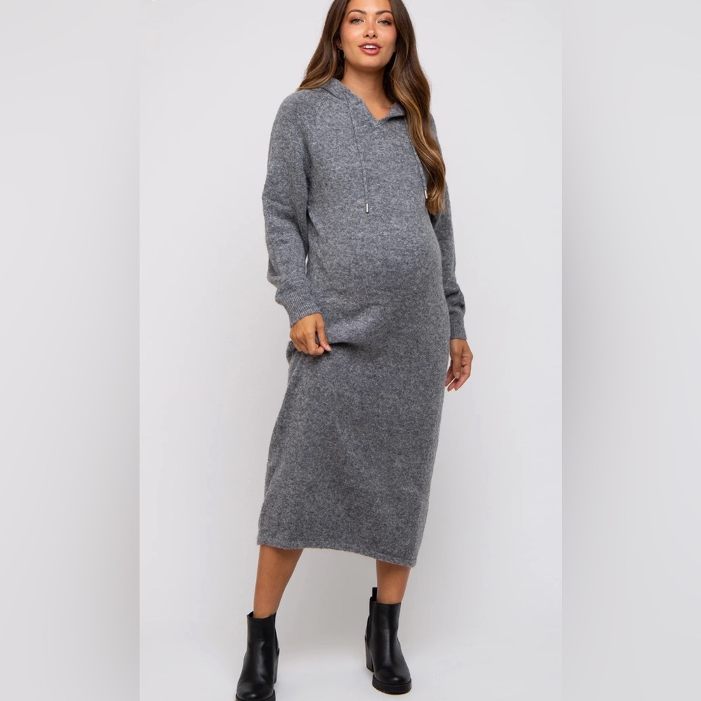 Pinkblush Hooded Sweater Dress - Grey